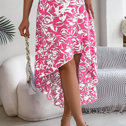 High-Low Printed High Waist Skirt - MimiStylez