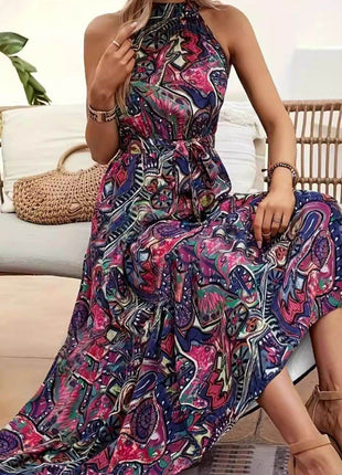 Tied Floral Sleeveless Dress - MimiStylez