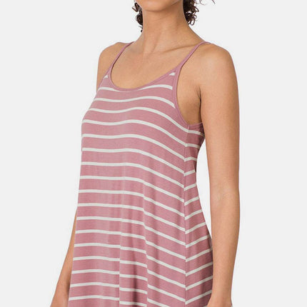 Zenana Striped Curved Hem Cami - MimiStylez