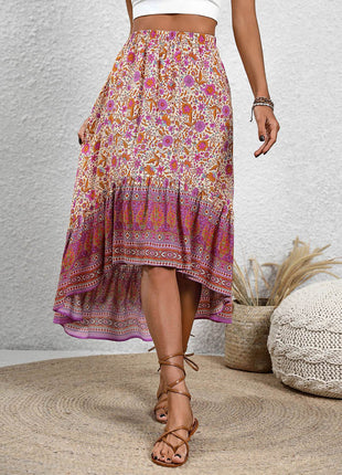 High-Low Elastic Waist Skirt - MimiStylez