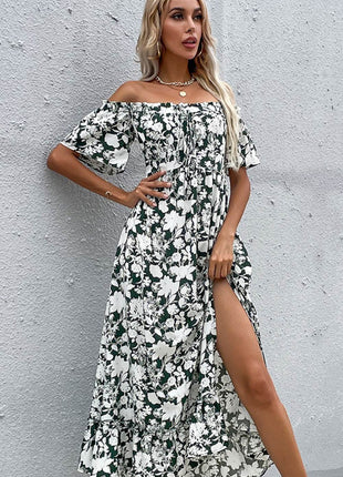 Floral Slit Off-Shoulder Midi Dress - MimiStylez