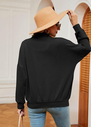 Half-Zip Dropped Shoulder Sweatshirt - MimiStylez