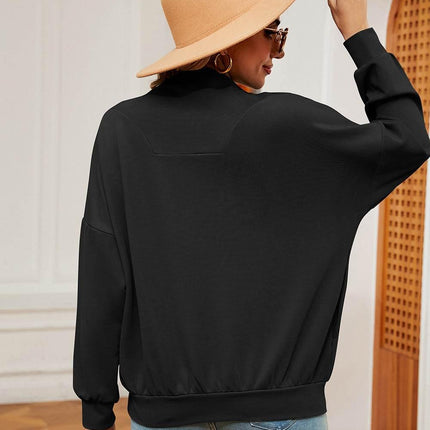 Half-Zip Dropped Shoulder Sweatshirt - MimiStylez