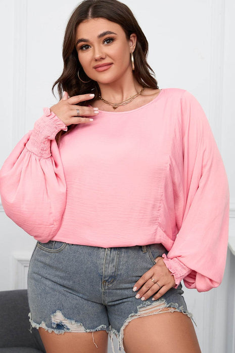 Plus Size Lantern Sleeve Dropped Shoulder Blouse - MimiStylez