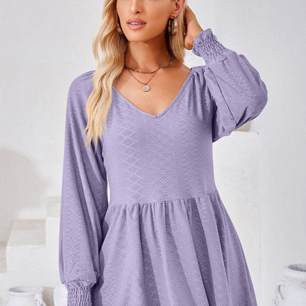 V-Neck Lantern Sleeve Blouse - MimiStylez