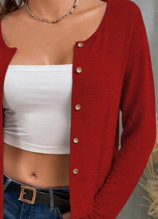 Button Up Long Sleeve Cardigan - MimiStylez