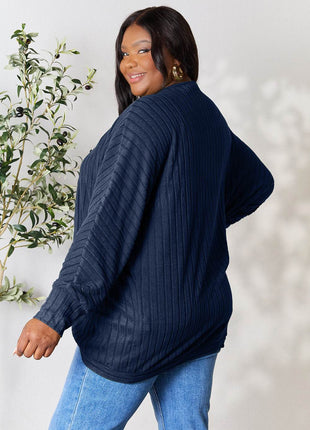 Basic Bae Full Size Ribbed Cocoon Cardigan - MimiStylez