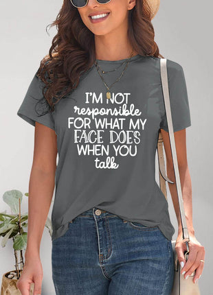 Letter Graphic Round Neck Short Sleeve T-Shirt - MimiStylez