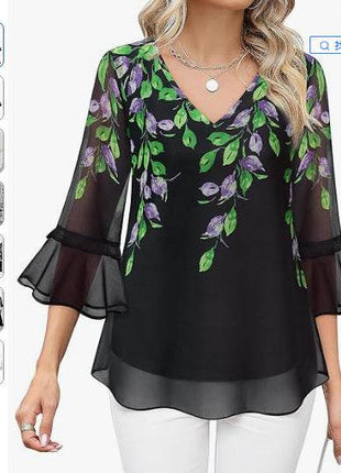 Women's Casual Top Pleated Sleeve - MimiStylez