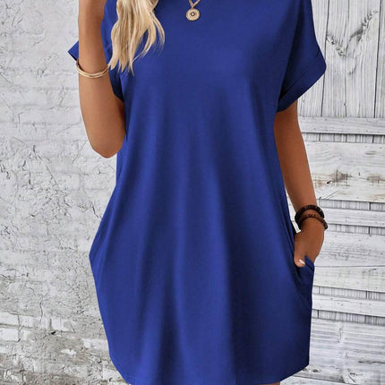 Round Neck Short Sleeve Mini Dress - MimiStylez