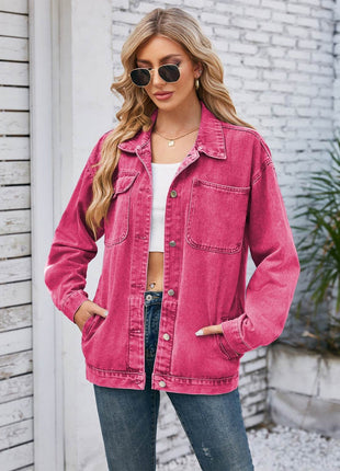 Pocketd Button Up Detachable Hooded Denim Jacket - MimiStylez