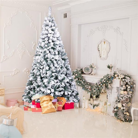 6FT Flocked Christmas Tree, 750 Branches, Automatic Tree