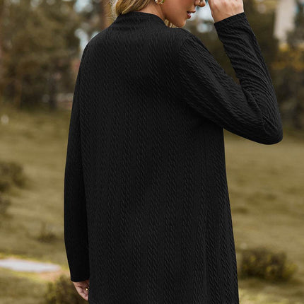 Textured Open Front Long Sleeve Cardigan - MimiStylez
