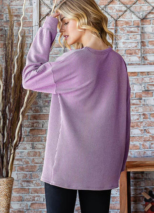 Heimish Full Size Round Neck Dropped Shoulder Blouse - MimiStylez