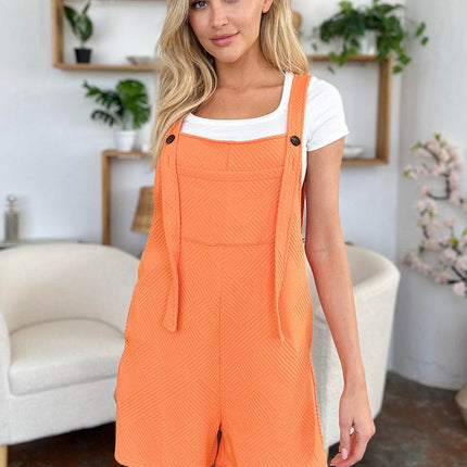 Double Take Full Size Texture Sleeveless Romper - MimiStylez