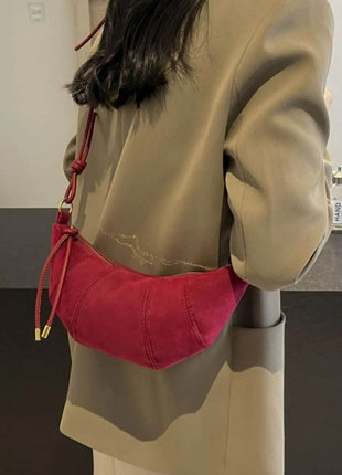 PU Leather Strap Suede Shoulder Bag - MimiStylez