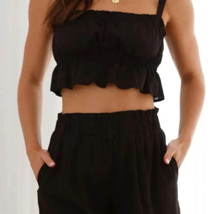 Ruffled Square Neck Cami and Shorts Set - MimiStylez