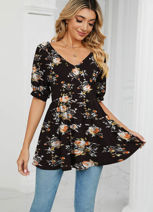 V-Neck Babydoll Blouse - MimiStylez