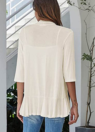 Open Front Three-Quarter Sleeve Cardigan - MimiStylez