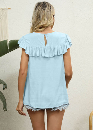 Spliced Lace Ruffled Blouse - MimiStylez