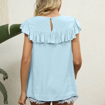 Spliced Lace Ruffled Blouse - MimiStylez
