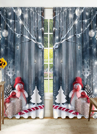 2PCs Digital Printed Christmas Curtains