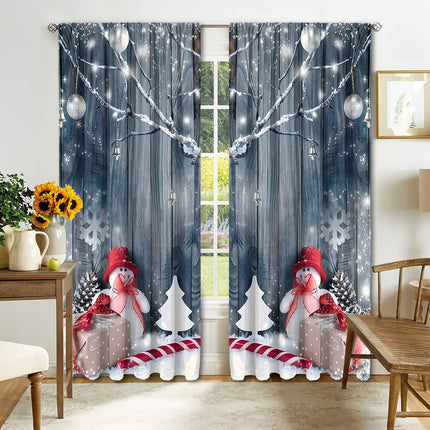 2PCs Digital Printed Christmas Curtains