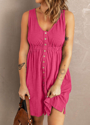 Sleeveless Button Down Mini Magic Dress - MimiStylez