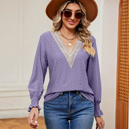 Contrast Flounce Sleeve Blouse - MimiStylez