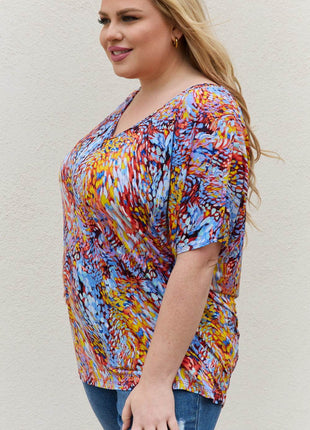 Be Stage Full Size Printed Dolman Flowy Top - MimiStylez
