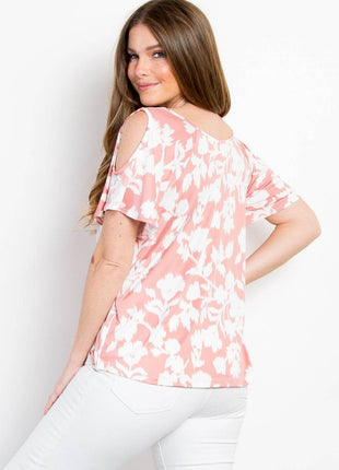 Be Stage Foral Cold Shoulder Top - MimiStylez