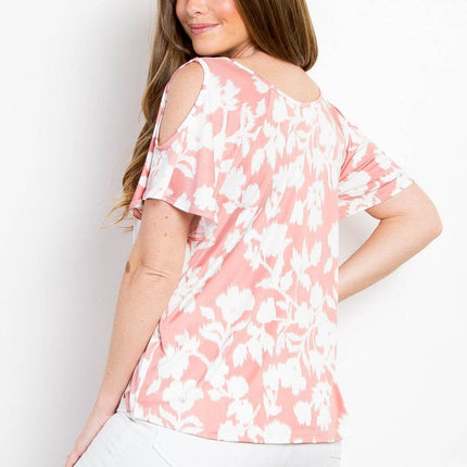 Be Stage Foral Cold Shoulder Top - MimiStylez