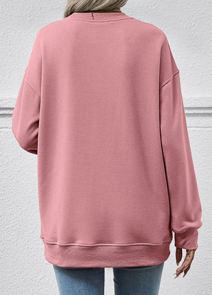 Round Neck Long Sleeve Sweatshirt - MimiStylez