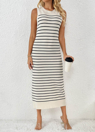 Round Neck Sleeve Midi Knit Dress - MimiStylez