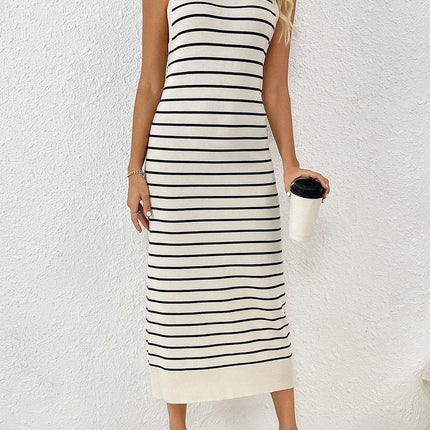 Round Neck Sleeve Midi Knit Dress - MimiStylez