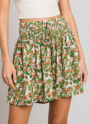 Cotton Bleu by Nu Label Floral Printed Smocked Waist Skorts - MimiStylez