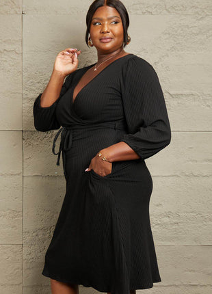 Culture Code Full Size Surplice Flare Ruching Dress - MimiStylez