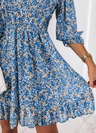 Full Size Ruffled Hem Floral Dress Plus Size - MimiStylez