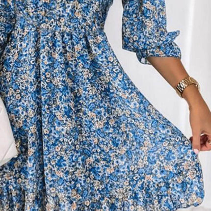 Full Size Ruffled Hem Floral Dress Plus Size - MimiStylez