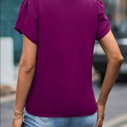 V-Neck Petal Sleeve Blouse - MimiStylez