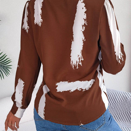 Printed Collared Neck Button Up Shirt - MimiStylez