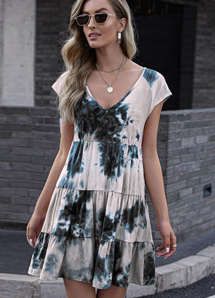 Tie-Dye Ruffle Hem Dress - MimiStylez