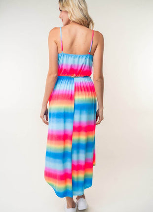 White Birch Full Size Ombre Striped Midi Cami Dress - MimiStylez