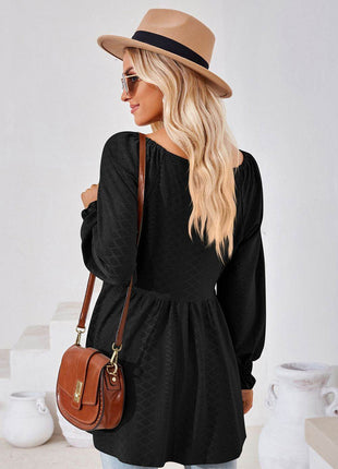 V-Neck Lantern Sleeve Blouse - MimiStylez