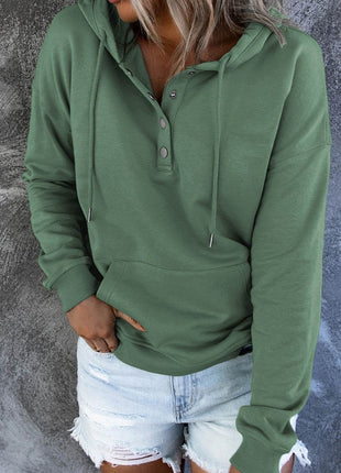 Dropped Shoulder Long Sleeve Hoodie with Pocket - MimiStylez