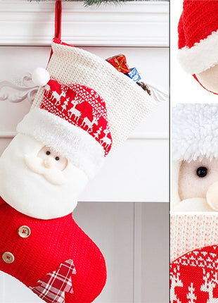 Large Red White Knitted Christmas Stocking