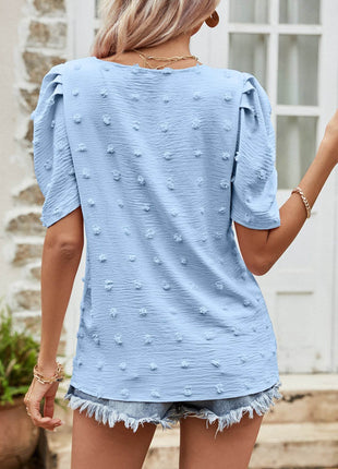 Swiss Dot Short Puff Sleeve Top - MimiStylez