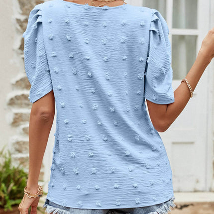 Swiss Dot Short Puff Sleeve Top - MimiStylez
