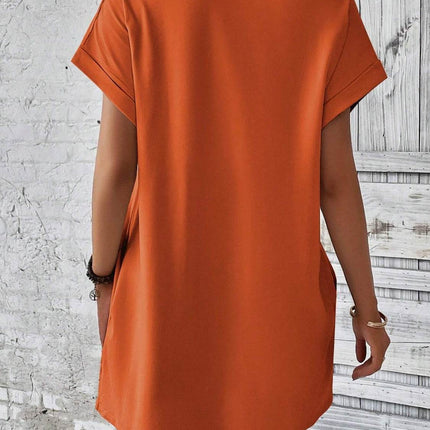 Round Neck Short Sleeve Mini Dress - MimiStylez