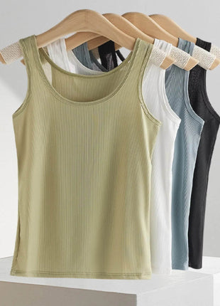 Plus Size Ribbed Scoop Neck Tank Top - MimiStylez